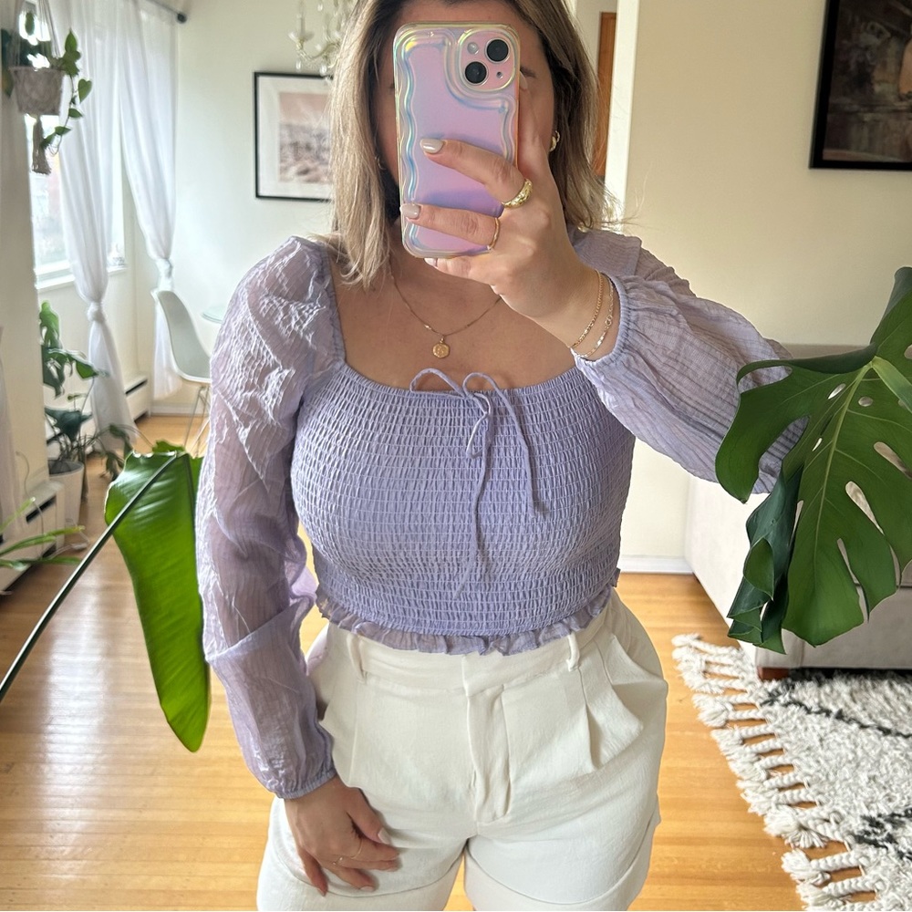 Smocked lilac blouse